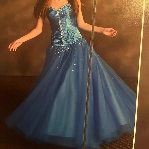 Royal blue Poofy Formal Gown/Dress with Sequins - Picture 11 of 11